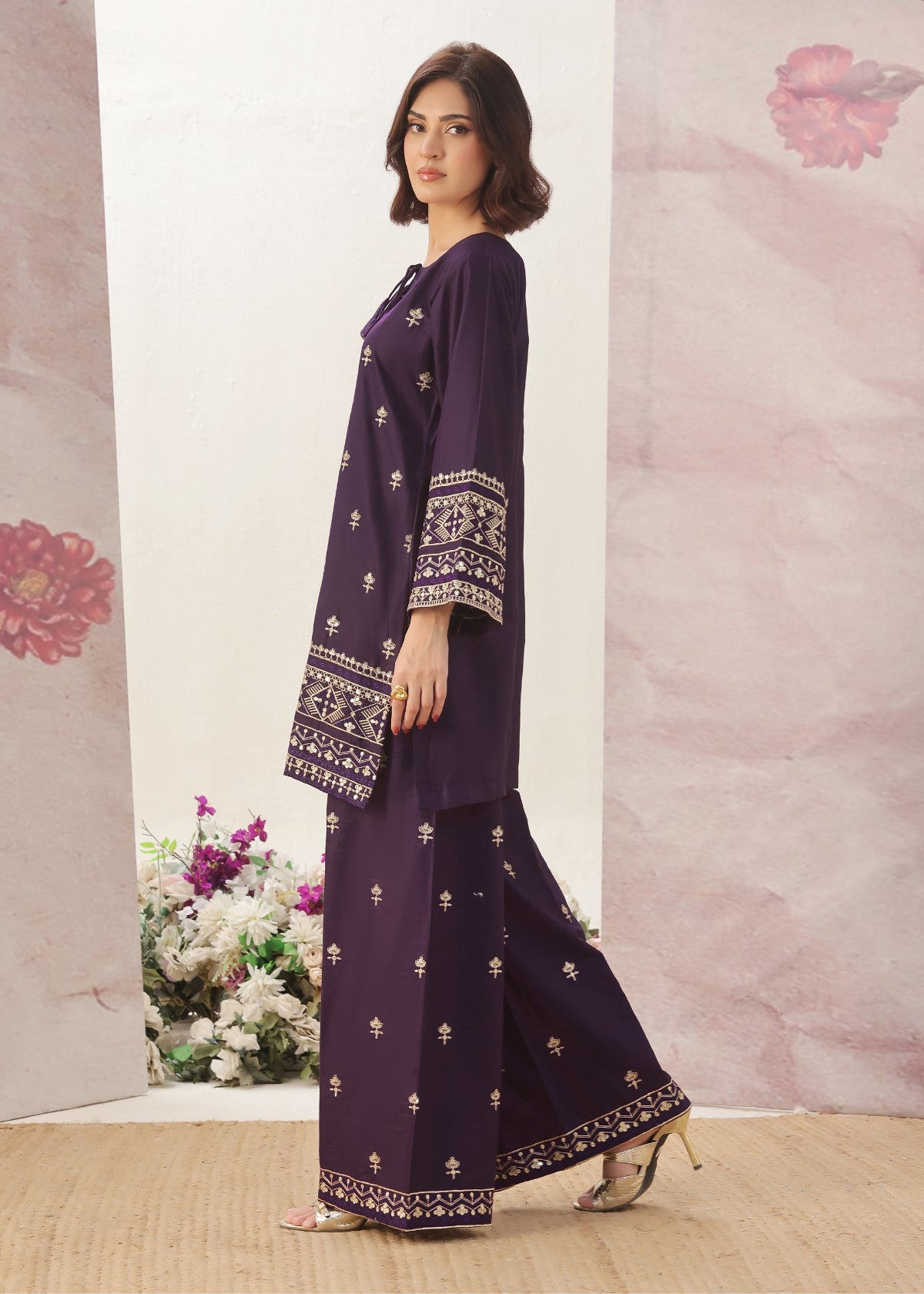 Maya - Purple-Cotton Fabric