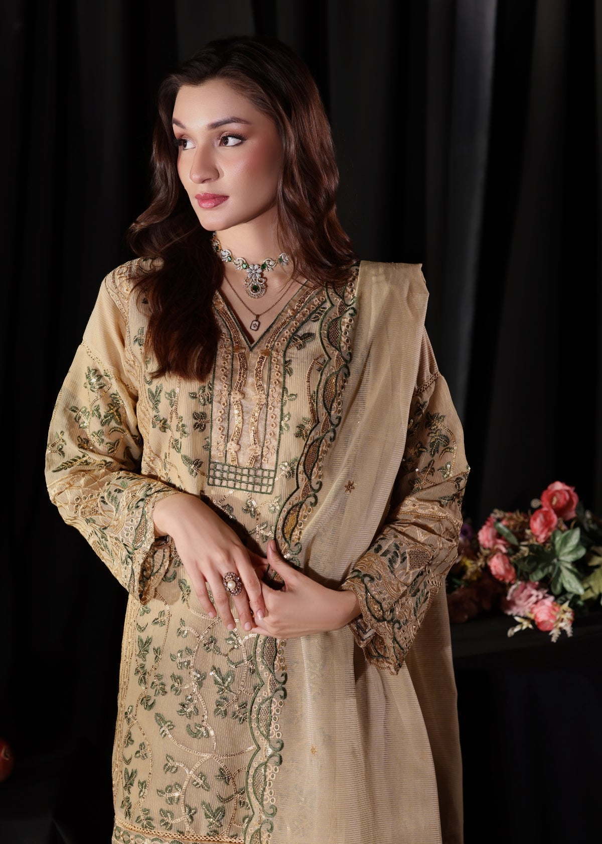 Alina - Khaddi Net with Farshi Shalwar