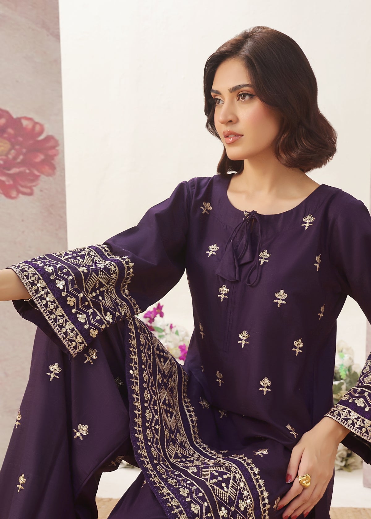 Maya - Purple-Cotton Fabric
