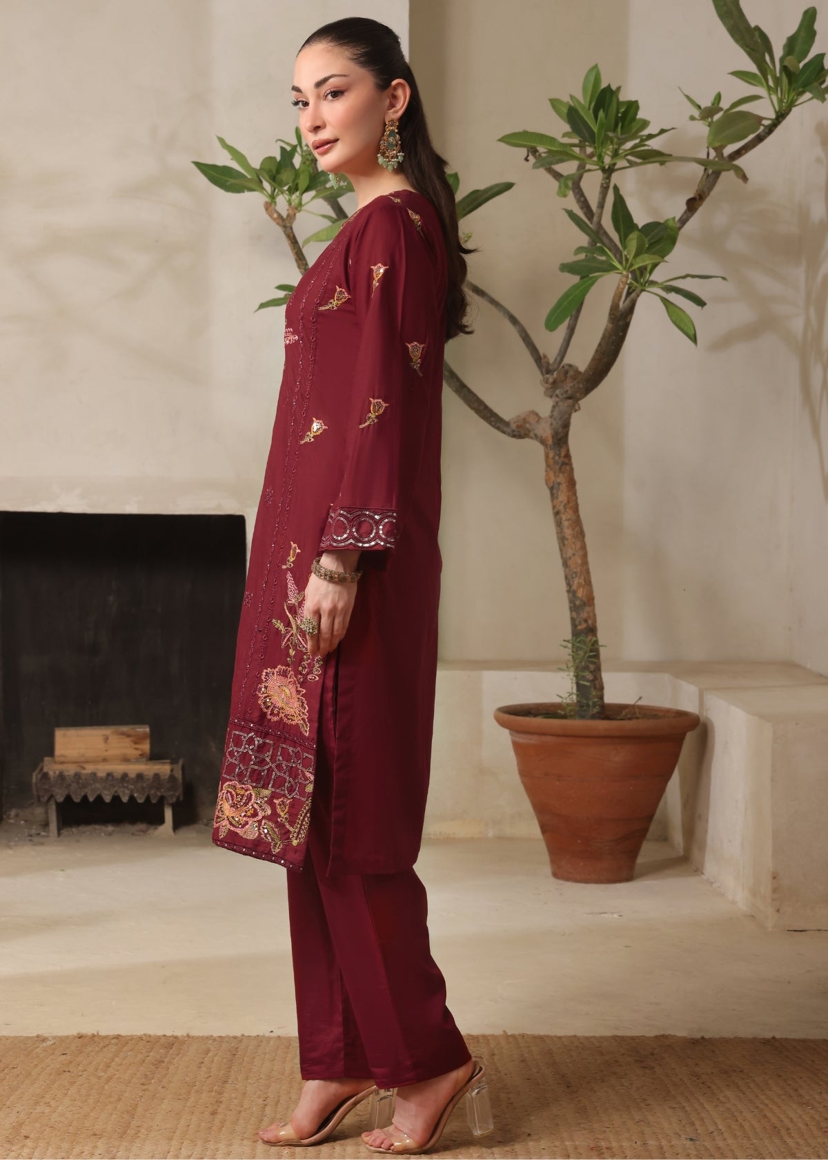 Jasmine Maroon 2 Pieces