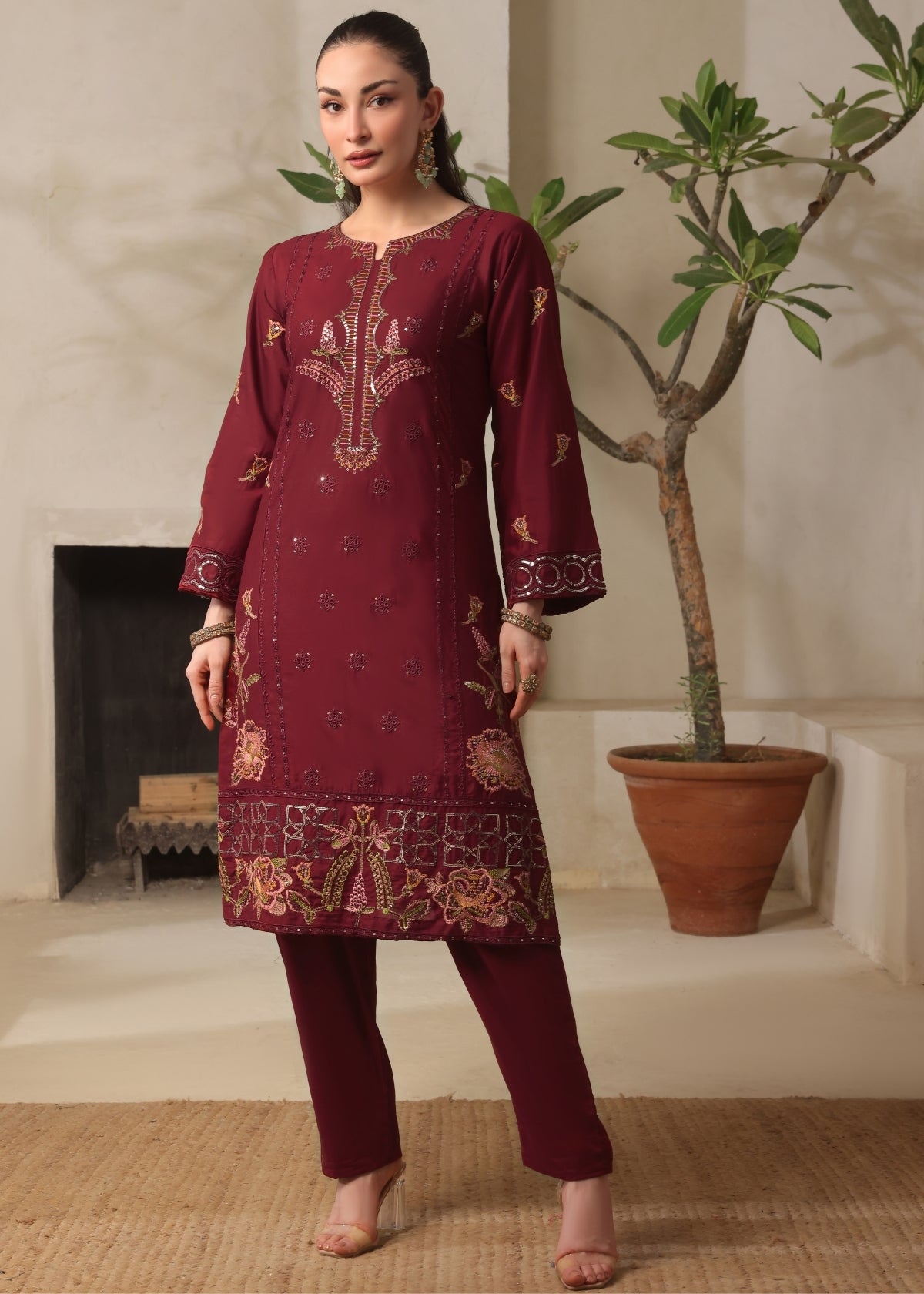 Jasmine Maroon 2 Pieces